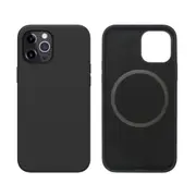iPhone 12 Compatible Case Cover With Liquid Silicone Magnetic Ring With MagSafe Technology-Black