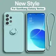 For Samsung S25 S24 S23 S22 Ultra S21 FE A52S Ring Stand Soft Lanyard Case Cover