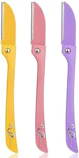 3PCS Women Eyebrow Razor Trimmer Blade Shaper Shaver Face Lip Hair Remover Set - Foldable Trimmer Blades for Safe Shaping, Non-Slip Handle, Portable Facial Hair Remover for Eyebrows, Lips