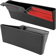 SHASUXTING 2 Pack Car Center Console Organizer Self-Adhesive Car Center Console Side Storage Box Portable Auto Key Card Coin Container Car Interior Accessories(Black)