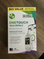 One Touch Verio Reflect Blood Glucose Monitor Value Pack +25 Strips Exp. 8/31/26