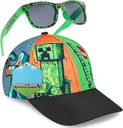 [Minecraft] Children's Baseball Cap, Set of 2, Snapback Cap and Sunglasses, Sun Protection Set, Sun Hat, Baseball Cap, Trendy Baseball Cap, Official Merchandise