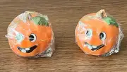 2 Vintage Schmid Jack & Friends Halloween Jack O Lantern Pumpkin Candles 1988