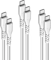 3-Pack 30cm,1m,1.8m White USB Type C to Type C 2.0 Cable, 20V 3A Fast Charge, 480 Mbps Data Transfer, Compatible with MacBook, Galaxy, Huawei, Chromebook