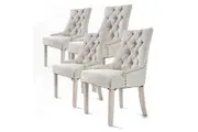 4X French Provincial Dining Chair Oak Leg AMOUR CREAM