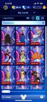 Topps Disney Collect Legendary Translucent Set Weeks 1-3. 12 Cards