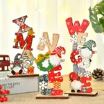 聖誕木製裝飾品家居木製聖誕矮人字母桌面站立裝飾品家居裝飾