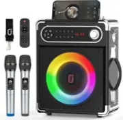 JYX Karaoke Machine with Two Wireless Microphones, Portable Bluetooth Speaker