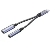 Unitek M205A 2-in-1 USB-C to 3.5mm Audio Jack & USB-C Charging Connector. [M205A]