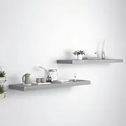 Floating Wall Shelves 2 pcs Grey 90x23.5x3.8 cm MDF Home Decor Storage Display