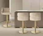 BAR STOOL STAINLESS STEEL SWIRL VELVET CUSHION GOLD SILVER HIGH CHAIR ADJUSTABLE