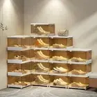 Stackable Clear Shoe Box Shoe Cabinet Organizer Bookcase Book Storage Cabinet