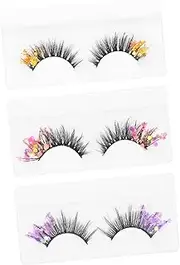 LIFKOME 3Pairs Glitter False Eyelashes of Fluorescent Fake Lashes for Cosplay Parties and Daily Wear Natural Faux Lashes for Charming Look