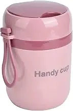 Insulated Food Jar, 500ml Double Anti Scald Heatable Stainless Steel Lunch Box with Collapsible Spoon, Soup Container Lunch Container Insulated Food Container for Kids Adult (Pink)