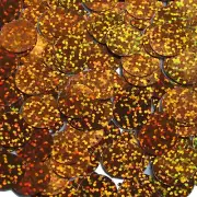 Round Sequin 15mm Top Hole Copper Orange Hologram Glitter Sparkle Made in USA