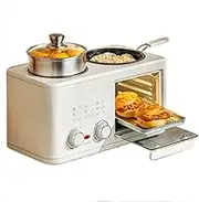 3-In-1 Multifunctional Breakfast Machine, Breakfast Machine, with Oven, Frying Pan, Steamer, 1200W, S-Type Double Heating Tube, 0-60Min Timer Knob, Suitable for Small Kitchens