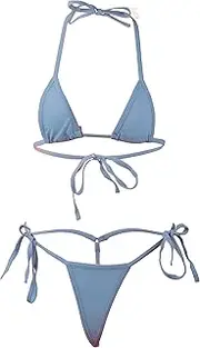 Extlps Women Micro Mini Bikini Set with Charming Bra and G-String Throng 2 Pieces