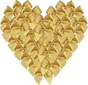 Micomon 50pcs 1.2-Inch Mini Gold Bows for Crafts Metallic Ribbon Bows Appliques for Christmas Ornament Embellishment Decoration(Gold)