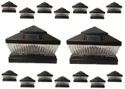 Solar Post Cap Light 16 Pcs 6x6 Solar Black Color Square 5 LED Bulbs Fence Light
