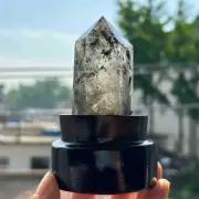 130g Natural Phantom Ghost Quartz Obelisk Quartz Cystal Point Wand Tower + Stand