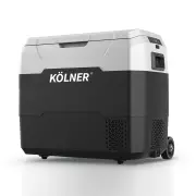 Kolner 50l Fridge Freezer Cooler 12/24/240v Camping Portable Refrigerator With Trolley - Black