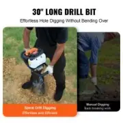 Gas-Powered Post Hole Digger 43CC 1250W with 0.2m Drill Bit for Garden Use