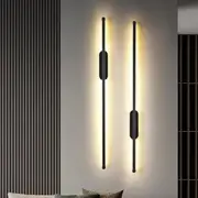 BAMDECOR Modern Minimalist Wall Light Long Tube LED Black Bedside Sconces Wall Lights with with Acrylic Shade, Wall Mounted Deco Lamp for Living Room