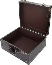 Large Wooden Decorative Storage Trunk - Wood Leather Treasure Chest Box Vintage