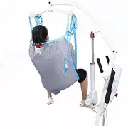 Toileting Hoist Sling, Full Body Sling Patient Lift Bathroom Transfer Hammock Hoist for Lifting Elderly Divided Leg Sling Patient Hoist Lift Sling with 4 Adjustable Lanyards (Color : 1, Size : Large