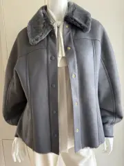Alberta Ferretti Lederjacke Lammfelljacke Gr. 36 Grau LP: 2.899 EU