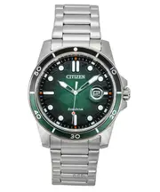 Citizen Marine Eco-Drive Stainless Steel Green Dial AW1811-82X 100M Mens Watch