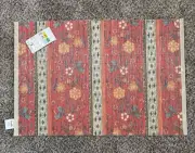 Floral Bamboo Placemats Coral Asian Inspired Set Of 6 New