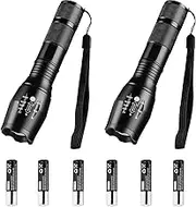 2Pack LED Super Bright Flashlight,Mini Zoomable Torch Lamp Light with High Lumens,Pocket EDC Gadgets Tools for Men Dad Him Gifts,Camping,Hunting,Emergency(6*AAA Battery Included)