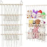Large Stuffed Animal Toys Net, 3 Tier Stuffed Animal Storage Shelf Net, Bohemian Stuffed Animal Nett, Space Saving Children's Toy Storage Bag, Wall Mounted Home Decoration