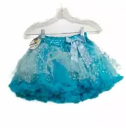 Bijan Kids Girls Emerald Blue White Polyester Tutu Skirt Chiffon Lace Pull On 4