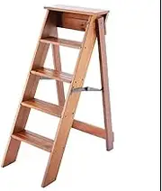 Ladder Solid Wood 5 Step Ladder Foldable Home Interior Loft Decoration Ladder Frame Size (Color : Black)