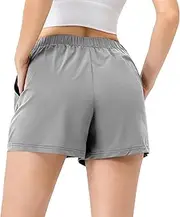 [Queerier] Athletic Shorts for Women High Waisted Workout Active Running Shorts Quick Dry Sports Yoga Gym Shorts