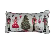 Mireille Designs Christmas Time Hand Beaded Nutcracker Lumbar Pillow 25x13