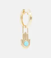 [Robinson Pelham] Robinson Pelham Orb Midi 14kt gold single hoop earring and Hamsa Hand Earwish with turquoise One Size gold