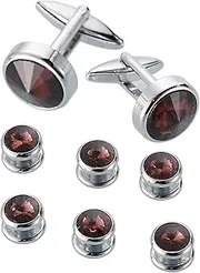[EvmAsaLQ] Men's Cufflinks and Studs Sets, Black, Blue,Gold,Silver, Pearl Black, Pearl Whitepearl Blue Suitable for Business Dinners, Parties, Anniversaries, Weddings, Birthday Gifts, Black gift boxes