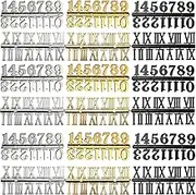 GXXMEI 18Sets Clock Numerals Kit Including Arabic Number and Roman Number DIY Digital Clock Numbers for Design Replacement Repairing Clock Accessories (Gold, Silver, Black)