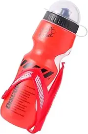 GANAZONO 1Set Mountain Bike Water Bottle Holder Shaped Texture Bike Bottle Cage with Portable Water Cup for Cycling and Outdoor Activities Red