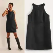 Boden Mini Shift Dress Great British Style Solid Black Zip Back Closure Size 4R