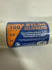 T.W Evans Cordage Co. 44-080 1/4-Inch Solid Braid Nylon Rope 100-Feet Hank, W...