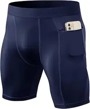 [LEICHR] Mens Compression Tights Workout Pants, Running Leggings with Pockets, Cool Dry Baselayer Gym Pants