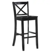 Linon Home Bar Stool 30" High Back Foot Rest Comfortable Seat Wood in Black