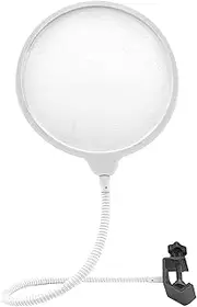Musiin Pop Filter for Recording Microphone, Large Dual-Layer Recording Studio Pop Shield, Flexible Metal Gooseneck Professional Pop Filter (White)