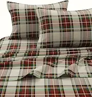 Tribeca Living CHAR170SHEETQU Charleston Plaid Flannel Deep Pocket Sheet Set, 3 pcs, Queen