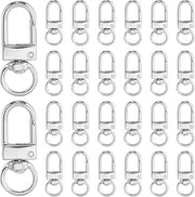 CRASPIRE 36Pcs Metal Swivel Lobster Claw Clasps Silver Lanyard Clasps Alloy Small Keychain Snap Hooks Clips Connector Findings Decor for DIY Car Keys Keychains Lanyards Bags Purses Party Favor
