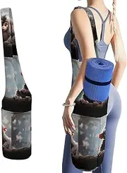 JKLQWH Cute Monkey Printed Yoga Mat Bag Long Tote with Pockets for Your Yoga Accessories Exercise Yoga Mat Carrier Holder Multi-Functional Storage Bag Holds Most Pilates Mats